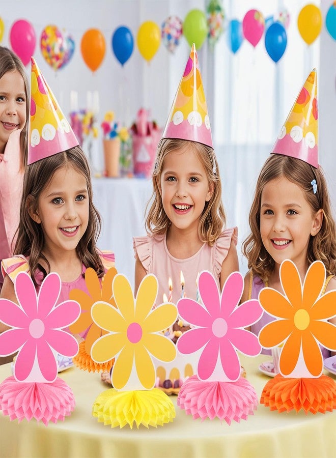 Woosytoo 12Pcs Colorful Daisy Birthday Party Decorations Daisy Flower Honeycomb Decorations Groovy Hippie Boho Retro Rainbow Table Topper Centerpieces for One Two Birthday Baby Shower Party Decorations Favor - Image 5